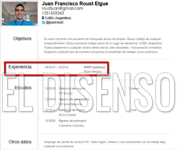 Juan Francisco Roust elgue CV - El Disenso