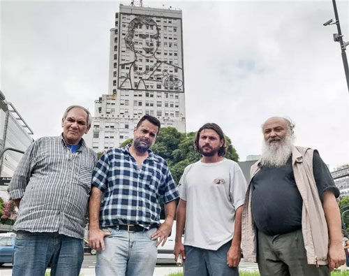 Federico Mariño (CCC), Daniel Menéndez (Barrios de Pie), Juan Grabois (CTEP) y Emilio Pérsico (Movimiento Evita). Foto: Diego Paruelo AFV