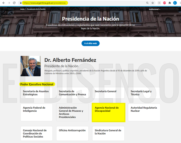 La Agencia Nacional de Discapacidad depende directamente de Presidencia de la Nación - El Disenso