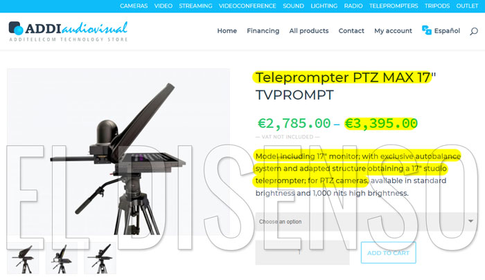 Teleprompter por EUR 3.395 - El Disenso