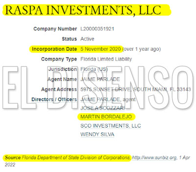 Raspa Investments LLC - El Disenso