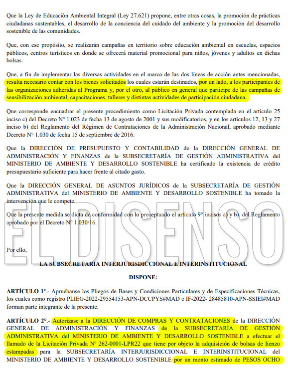 Nicolini gastará más de $8 millones en bolsitas ecológicas - P2 - El Disenso