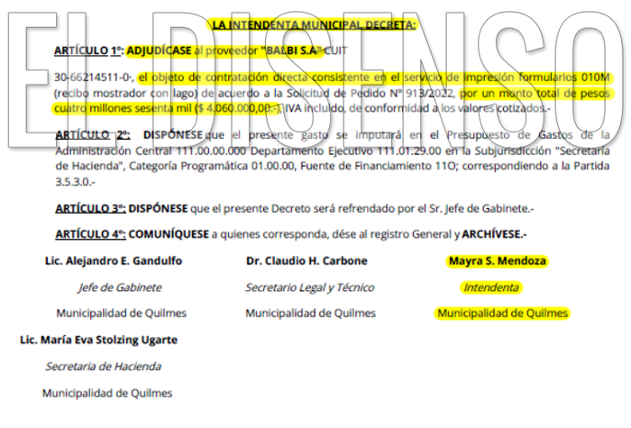 Contratación Directa por $4.060.000 - El Disenso