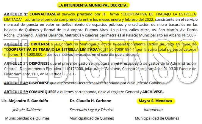 Pago de 14 millones a Cooperativa La Estrella - El Disenso