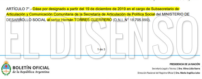 Nombramiento Hernán Torres Guerrero - El Disenso