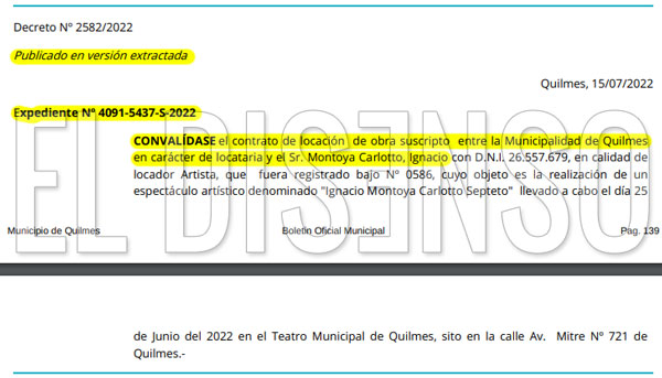 Contrato Montoya Carlotto - El Disenso