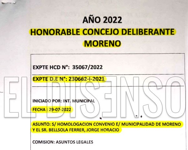 Ingreso Expediente al HCD - El Disenso