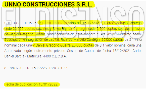 Guerra, dueño de Unno Construcciones SRL - El Disenso