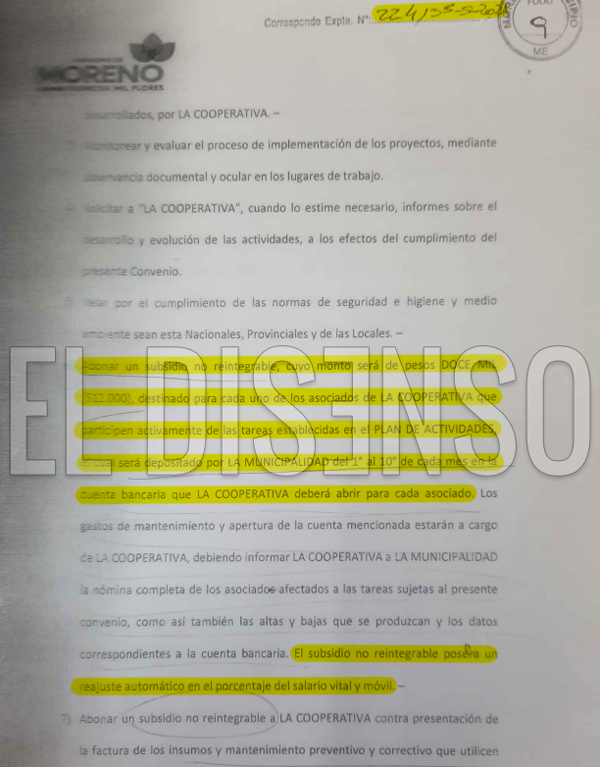 Convenio - Aporte $12.000 por asociado