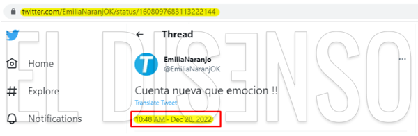 Twitter: usuario @EmiliaNaranjOK