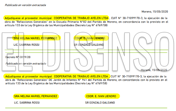 Liendro adjudicando - Boletín Oficial Moreno