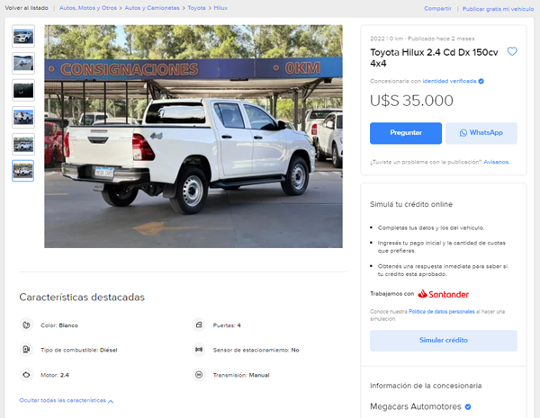 Comparativa 4x4 MercadoLibre