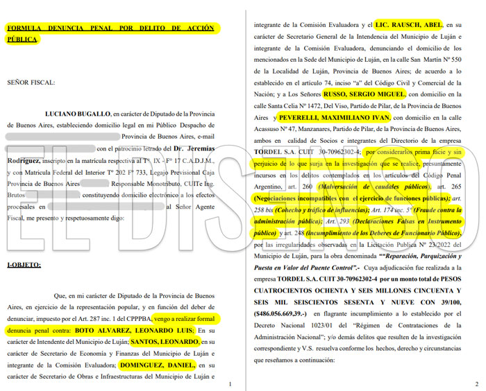 Denuncia Penal contra Leo Boto Alvarez - El Disenso