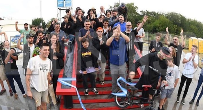Boto y Siror inaugurando el SkatePark de Luján