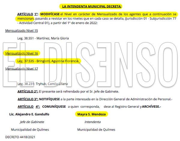 Agustina Bringiotti - Agente 37.535 - El Disenso