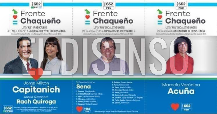 Capitanich, Sena y Acuña son los candidatos del Frente Chaqueño