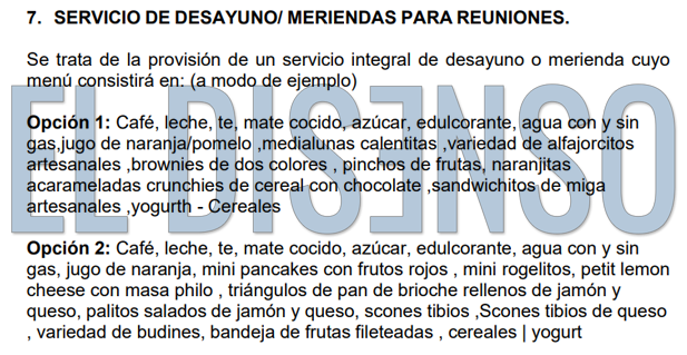 Desayunos para el Ministerio de Trabajo