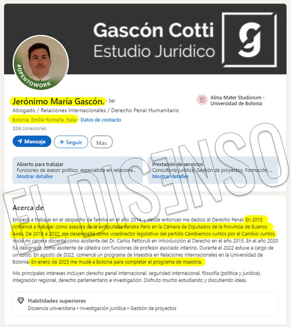 CV LinkedIn Jerónimo Gascon - El Disenso