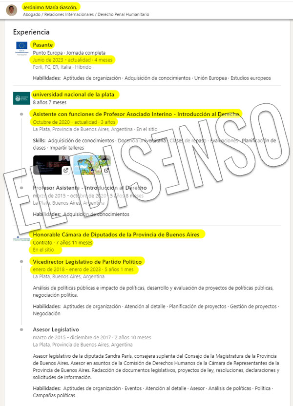 CV LinkedIn Jerónimo Gascon - El Disenso