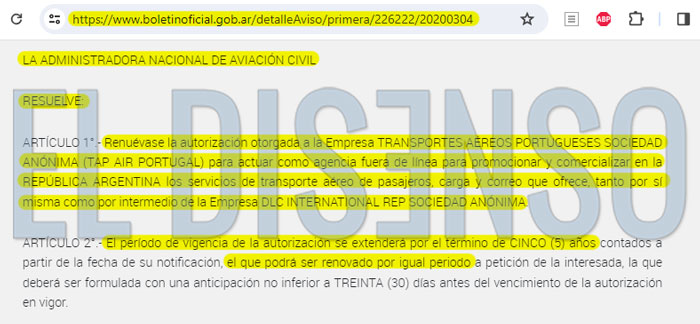 Autorización ANAC 2020 - El Disenso