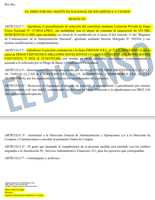 Marco Lavagna gastó 26 millones en 1600 cajas navideñas