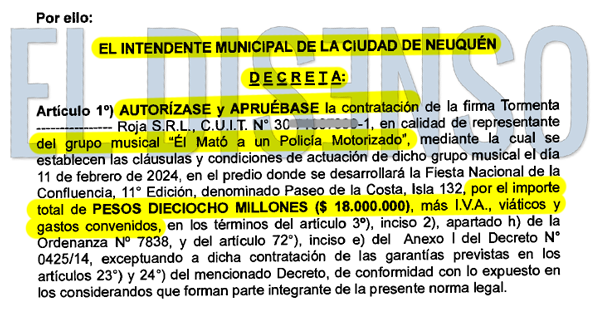 Fiesta Nacional de la Confluencia - Contrato Ella mató a un policía motorizado