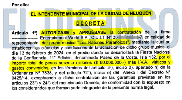 Fiesta Nacional de la Confluencia - Contrato Los Ratones Paranoicos