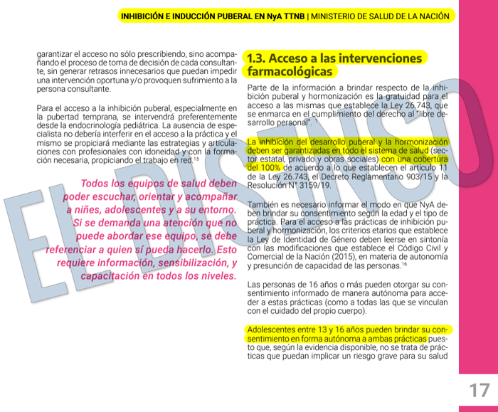 INHIBICIÓN E INDUCCIÓN PUBERAL EN NIÑECES Y ADOLESCENCIAS TRANS, TRAVESTIS Y NO BINARIES - Marzo 2023