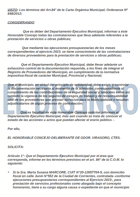 Pedido de informes en Virasoro - Pag 1