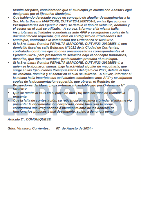 Pedido de informes en Virasoro - Pag 2