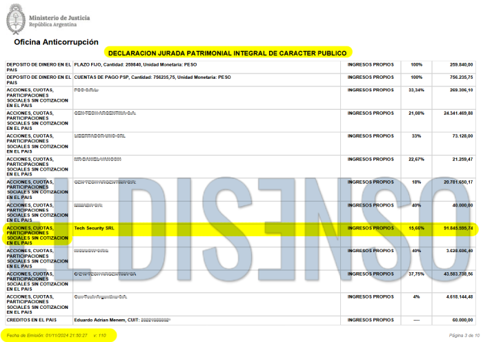 DDJJ Martin Menem - El Disenso