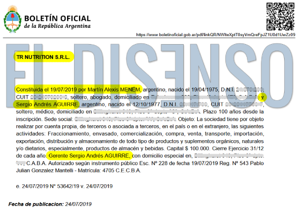 Tr Nutrition - Martín Menem y Sergio Aguirre - El Disenso