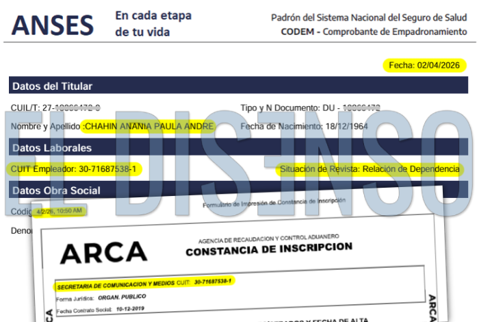 Paula Chahin Anania trabaja para Presidencia de la Nación - El Disenso