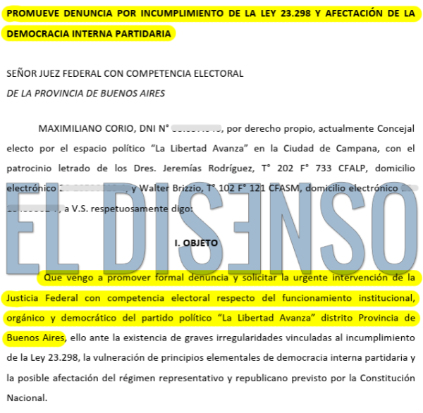 Denuncia LLA PBA - El Disenso