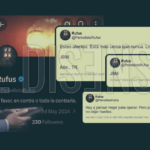 Martín Menem con celular y capturas de los tuits borrados de la cuenta anónima Periodista Rufus