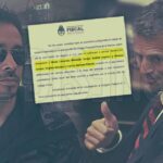 Montaje fotográfico de Martín Menem junto a Sergio Aguirre y el documento judicial de pedido de indagatoria.