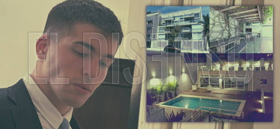 Fachada y terraza con piscina del departamento duplex adquirido por Federico Sharif Menem en CABA.