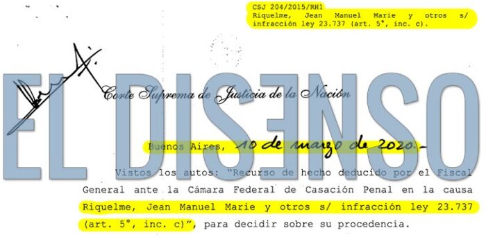 Caratula oficial del expediente judicial de la causa Operacion Estadio 99 contra Jean Manuel Marie Riquelme por narcotrafico.